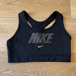 Nike Women's Black Sports Bra with silver sparkly Logo